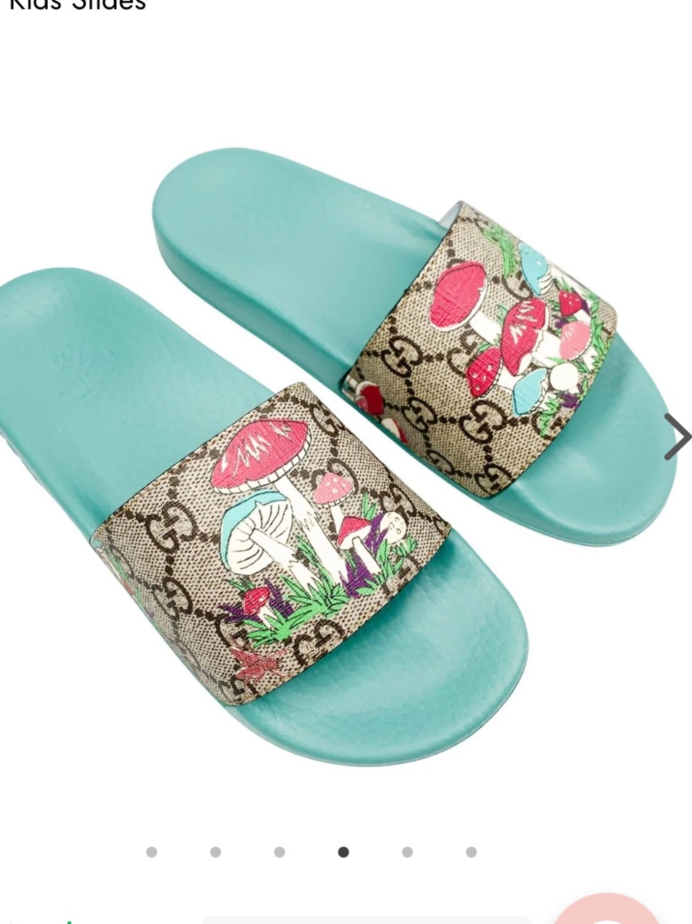 Gucci GG Supreme mushroom print slides Blue & Brown EU 33